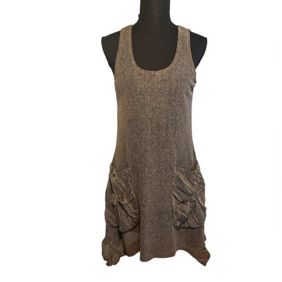 Emma G. Sleeveless Bohemian Dress | Brown| Crocheted Pockets & Hem | S… - Picture 1 of 9